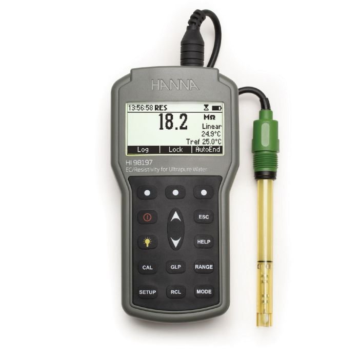 Ultra Pure Water EC/Resistivity Waterproof Portable Meter - HI98197