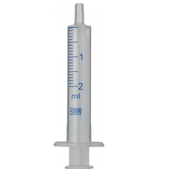 Disposable syringes with Luer tip made of polypropylene, 2 mL