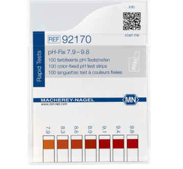 pH test strips, pH‑Fix 7.9–9.8, fixed indicator