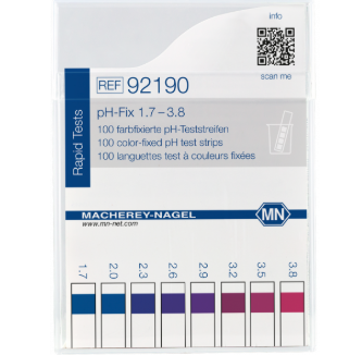 pH test strips, pH‑Fix 1.7–3.8, fixed indicator