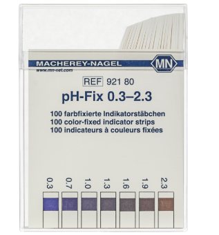 pH test strips, pH‑Fix 0.3–2.3, fixed indicator