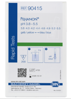 pH test strips, PEHANON 3.8–5.5, for colored samples